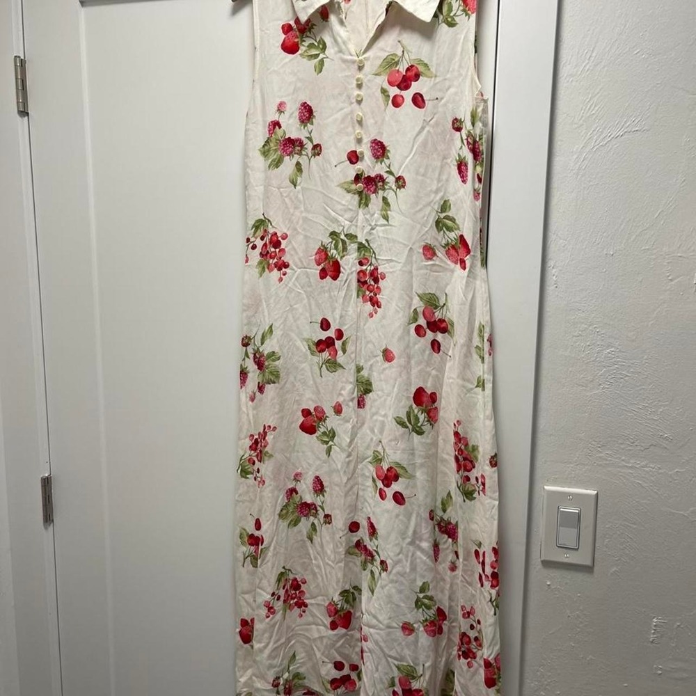 Vintage EJM LTD 70's 80's Fruit print maxi Asian inspired Dress in a size 10.